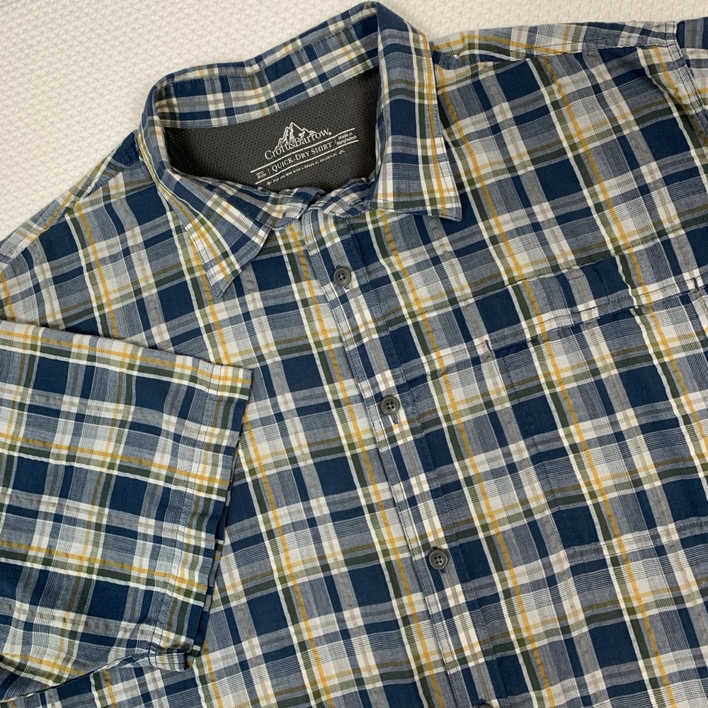 Croft & Barrow Mens XL Blue Plaid Quick-Dry Short Sleeve Hiking Shirt